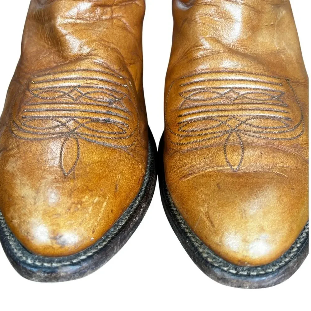 Vintage Justin Men’s Brown Leather Cowboy Boots Size US 10.5 D